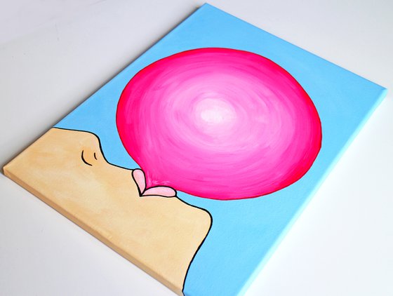 Pop! Bubble Gum Bubble Pop Art Painting On Canvas