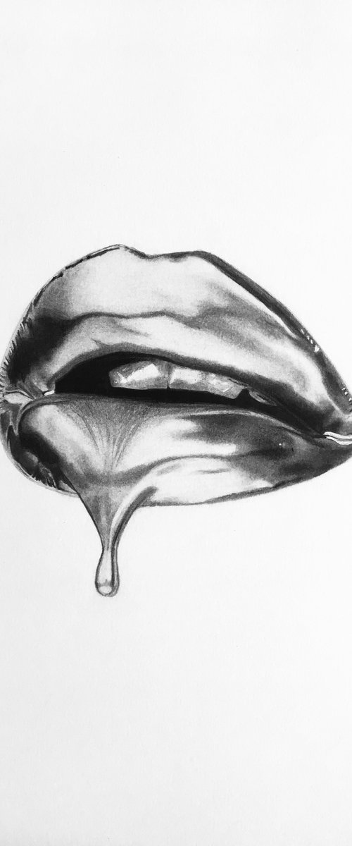 Dripping lip drawing by Amelia Taylor