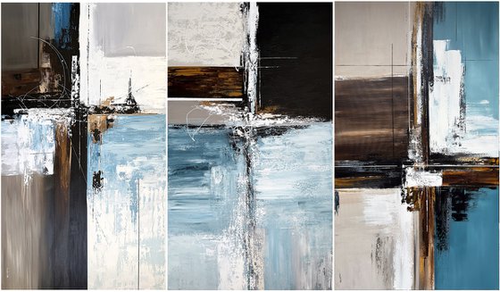 Mapped by Water Triptych 240x140 cm