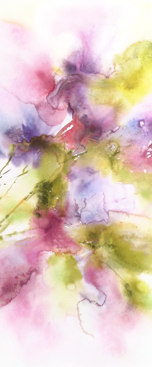 Flowers. Abstract bouquet. Watercolor colorful florals. by Olga Grigo