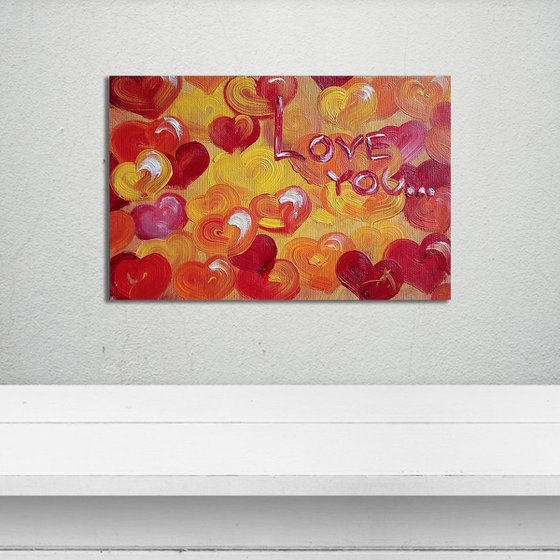 Heart rhythm - love you, oil painting, love, lovers, heart, for woman, gift for lovers, in love