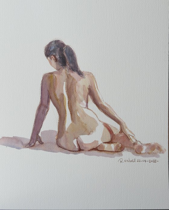 seated female nude back study