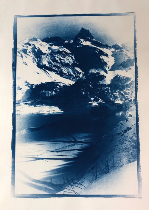 Lac du Chevril - cyanotype print by Georgia Merton