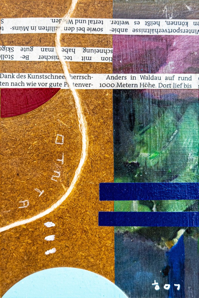 Abstract Acrylic Painting By Hyunah Kim, 4 X 6, Mixed Media Collage - Ga-3, Original Artwork