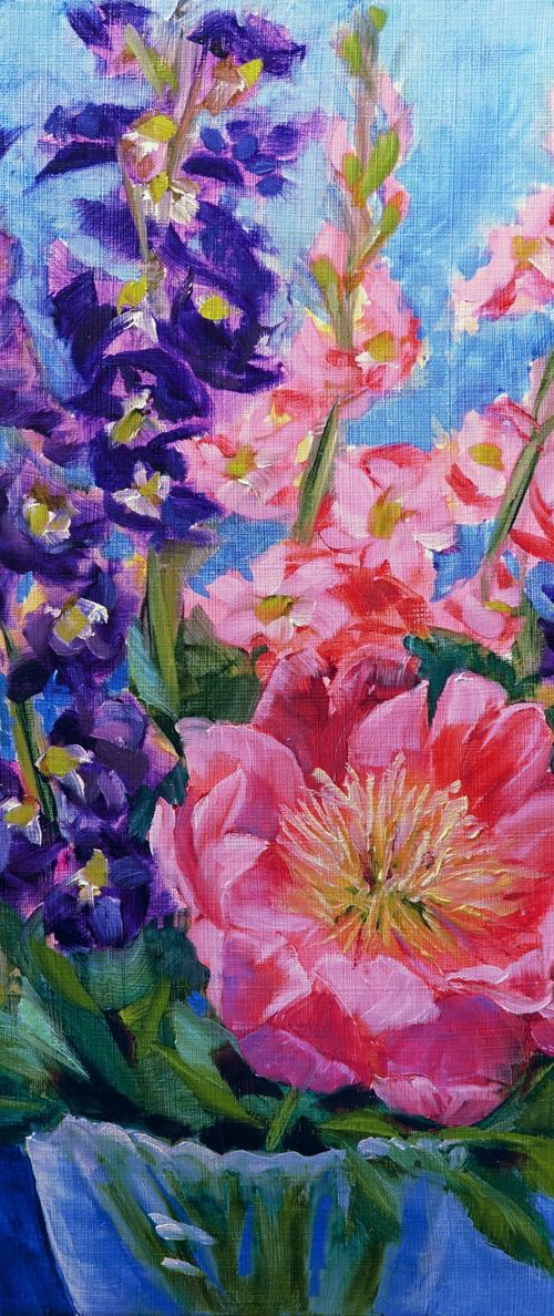 Stock and Peony by Marion Derrett