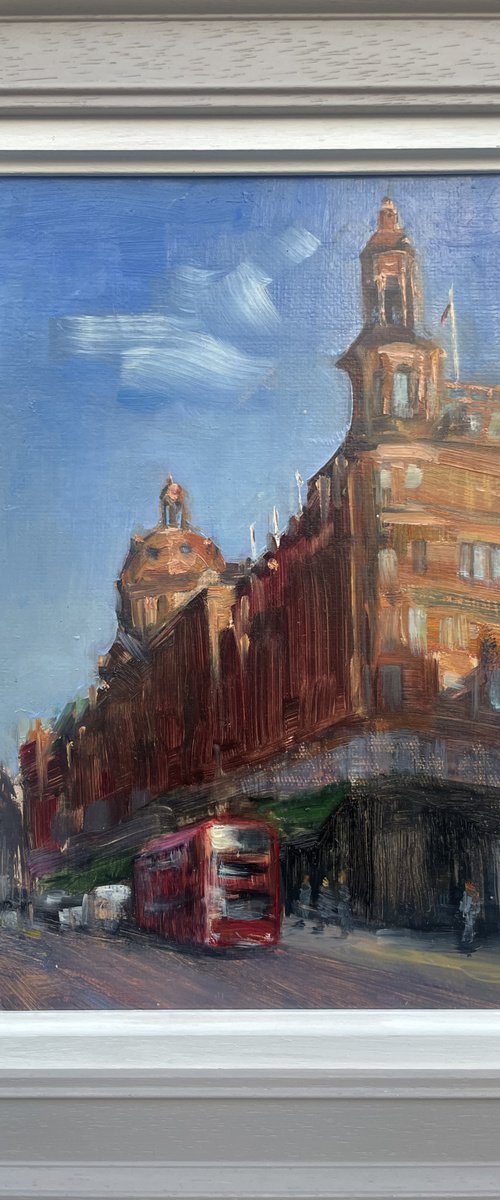 Spring on Brompton Road, Harrods, London scene cityscape Painting by Eugenia Alekseyev