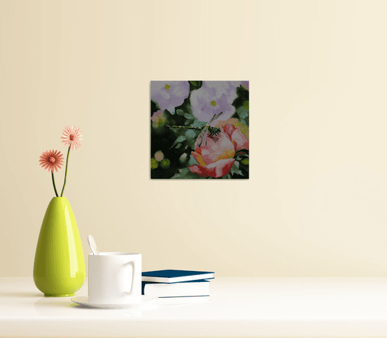 Dragonfly on Pink Rose