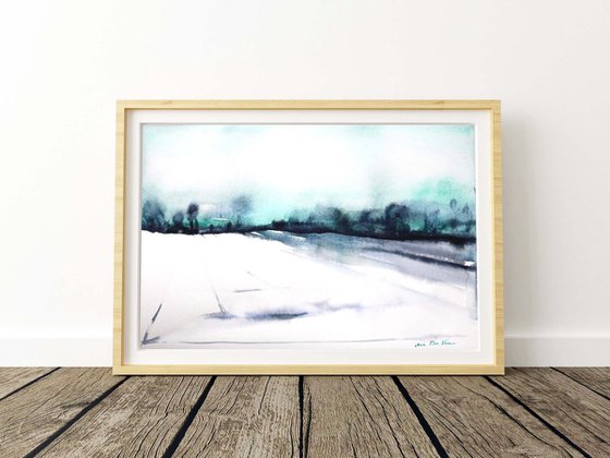 Abstract landscape Painting "Winter Morning"