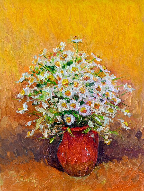 Red Jug and Chamomiles