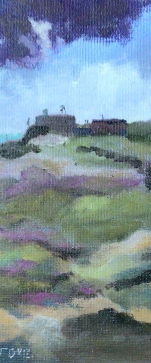 Coastal defences at Rye, original oil painting by Julian Lovegrove Art