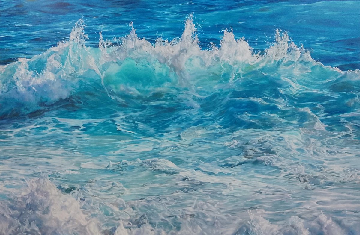 Photorealistic Oil Painting , On The Crest Of A Wave By Peter Goodhall, 54 X 36, Artwork For Sale On Artfinder