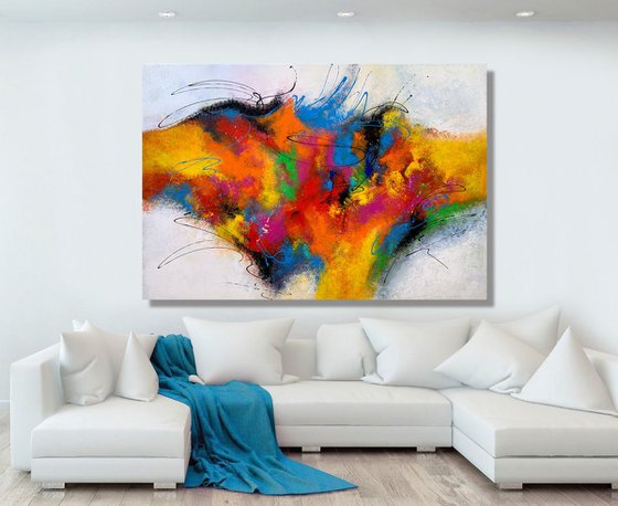 Love Is a Game - XL LARGE, MODERN, ABSTRACT ART – EXPRESSIONS OF ENERGY AND LIGHT. READY TO HANG!