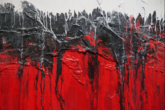 Red Raw 200cm x 80cm Red White Textured Abstract Art