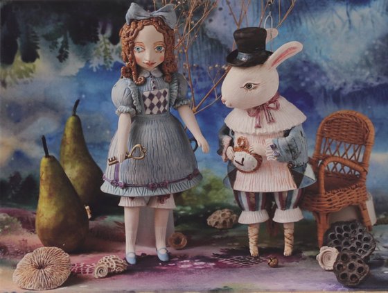 Alice with the Rabbit in Wonderland 30*40cm