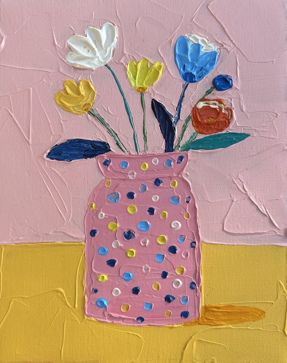 Polka dot pink vase