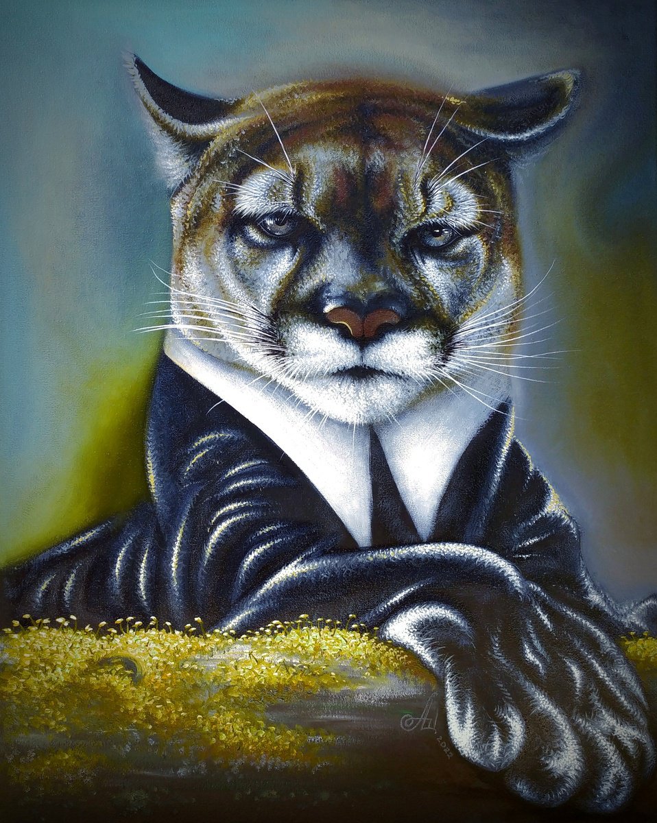 Illustrative Animal Oil Painting By Anna Shabalova, 16 X 20, Karl, Original Artwork