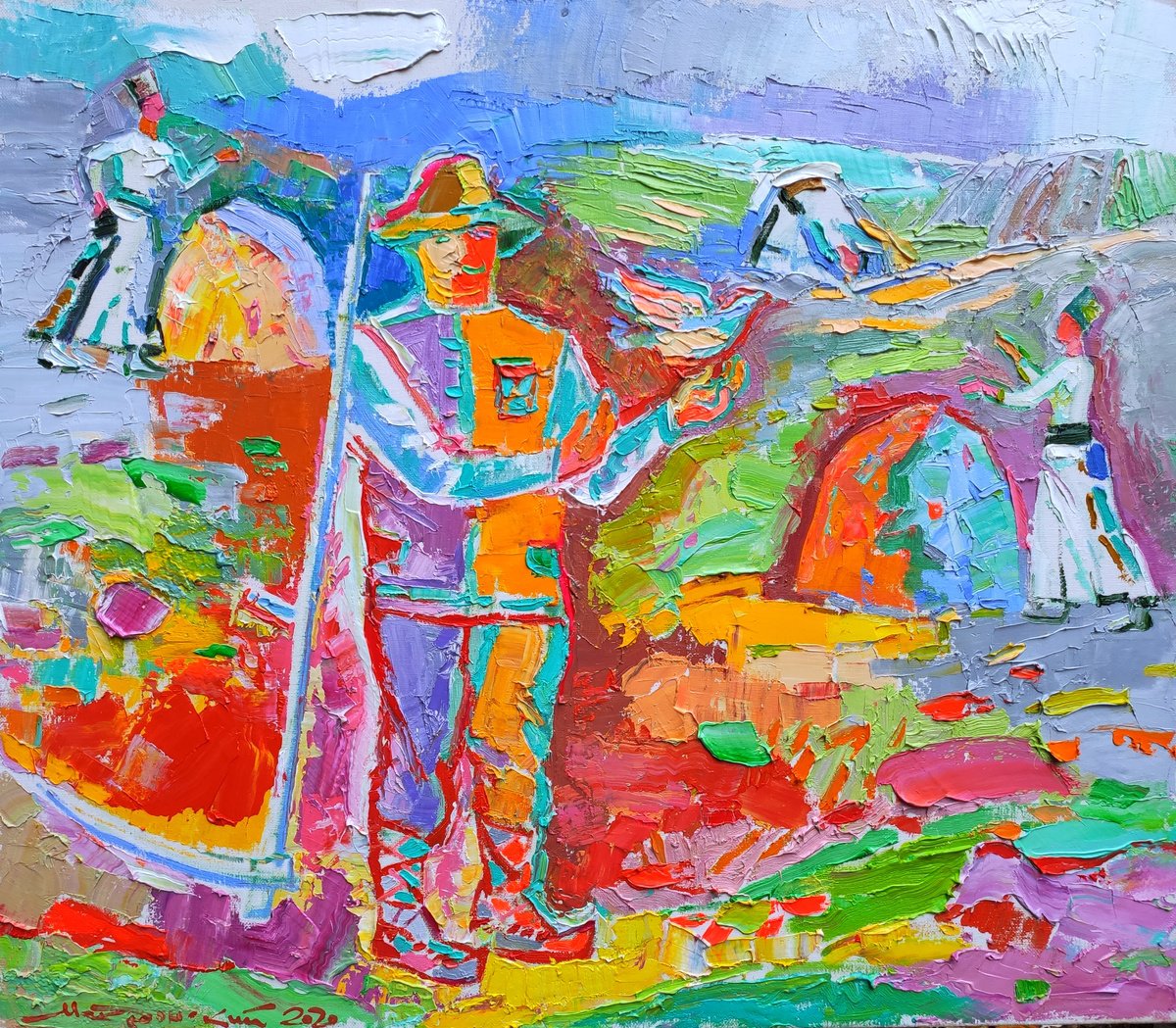 Impressionistic Portrait Oil Painting By Pavlo Makedonskyi, 30 X 26", Bird-Releaser, Original Artwork