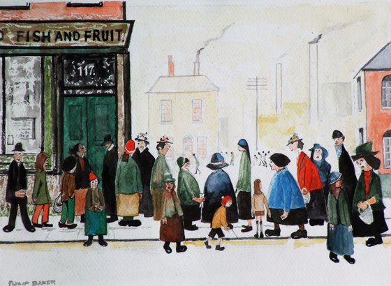 Waiting for The Shop to Open. After Lowry