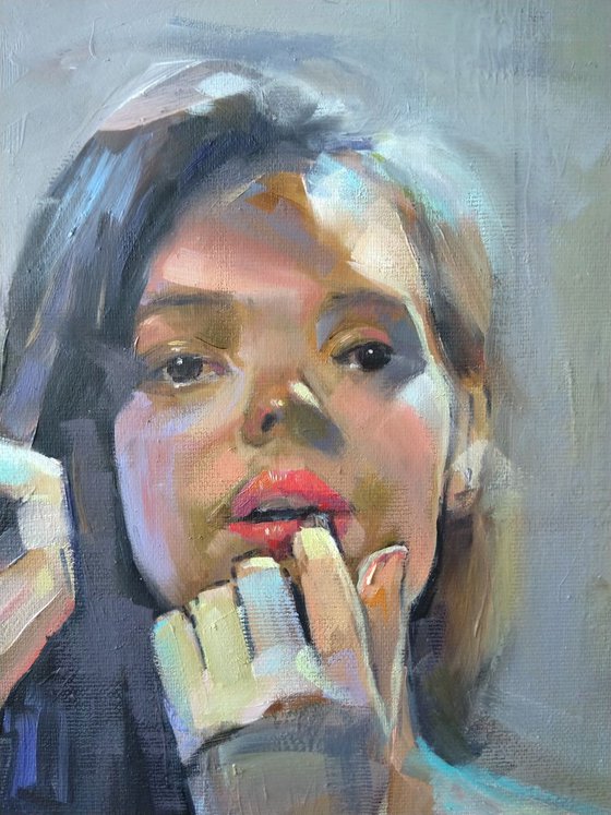 Make up(40x40cm, oil painting, ready to hang)