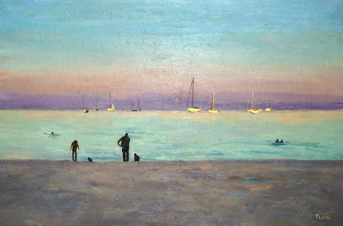 On The Beach By Yuanyuan Liu, 35 X 24, Artwork For Sale On Artfinder