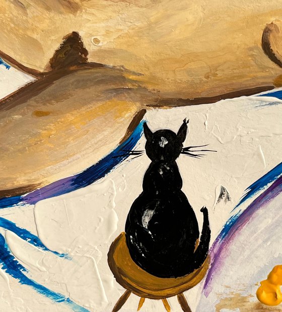 Woman Nude Black Cat