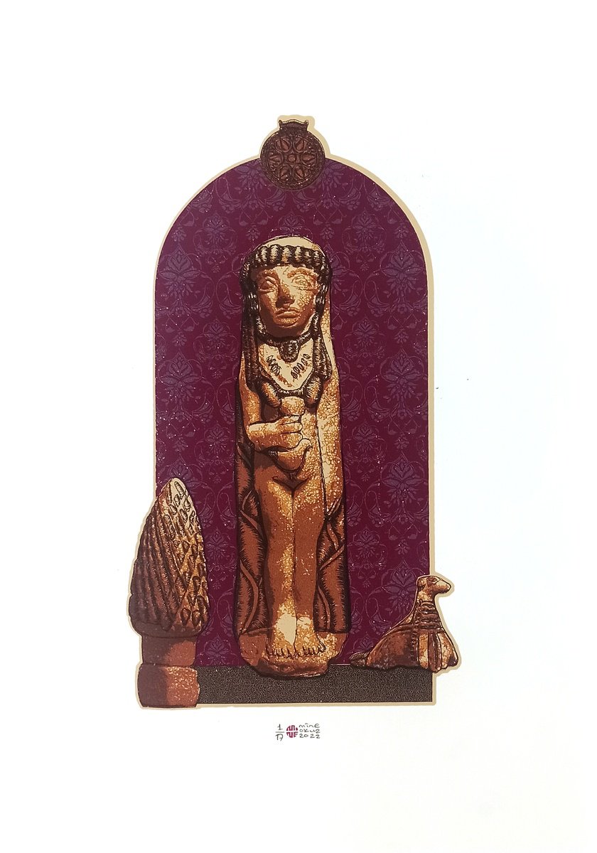 Illustrative Animal Screenprint By Mine Okur, 14 X 20", Priestesses Of Ancient Lands: Healer, Original Artwork