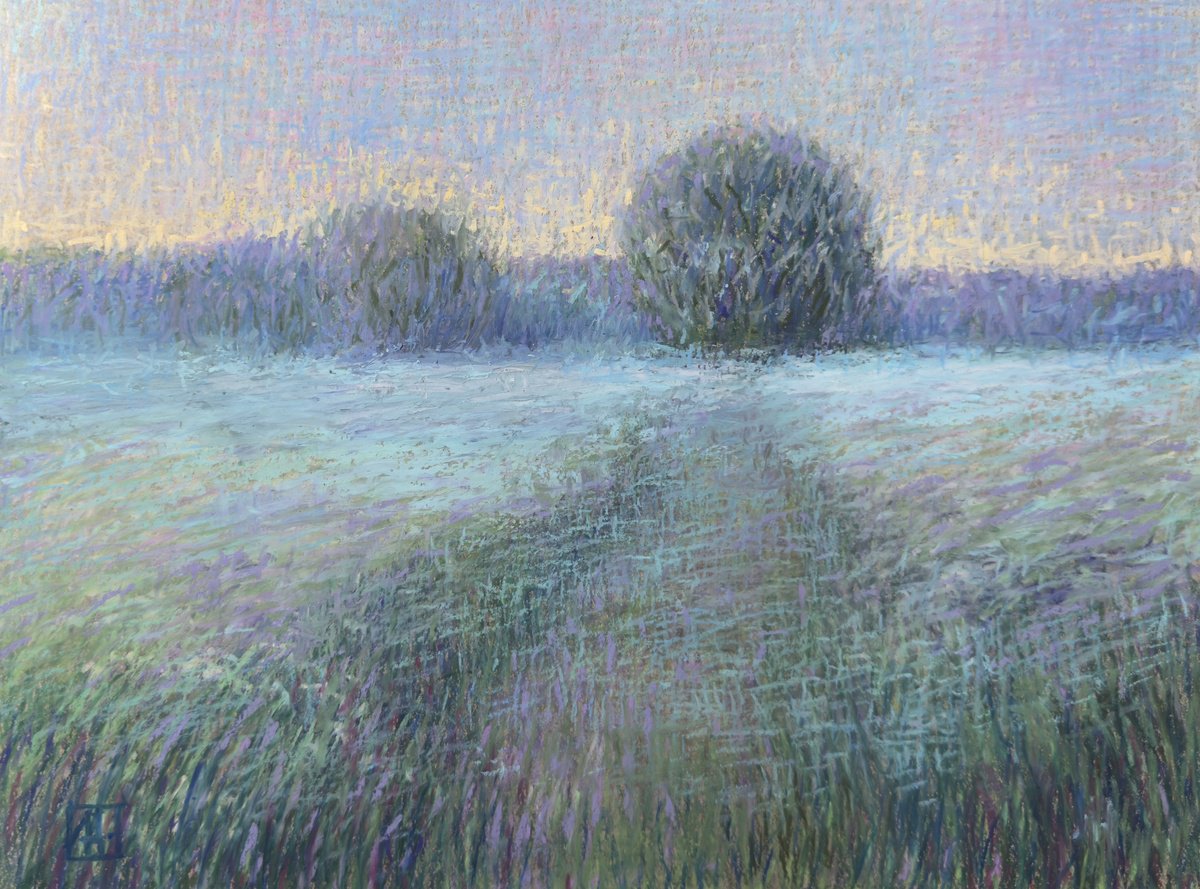 Landscape Pastel Drawing By Nataliia Zaharuk, 13 X 10", Early Morning, Original Artwork