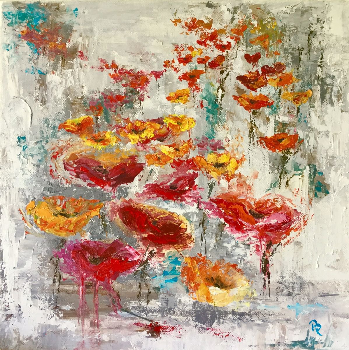 Flanders Fields - impressionist poppies by Rebecca Pells