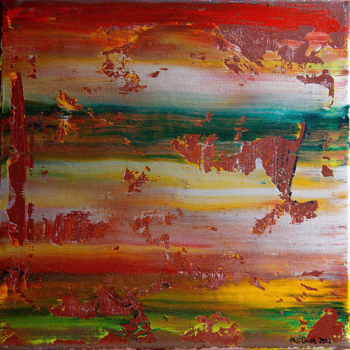 Abstract in red, green and yellow by Phil Smith