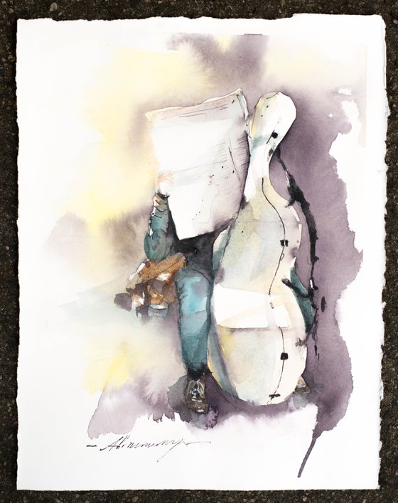 Cello and Newspaper