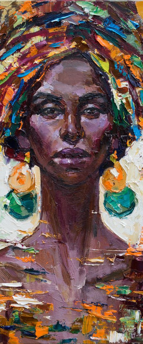 Commission for Barbara. 'African woman in green-orange' by Anastasiia Valiulina