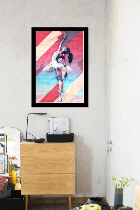 Ballerina - Reaching For The Stars - Pop Art Modern Poster Stylised Art