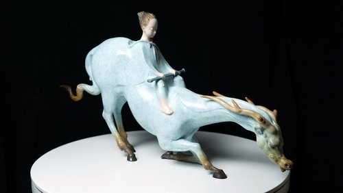 A Boy Riding A Dragon Horse by Zhao Yongchang 赵永昌