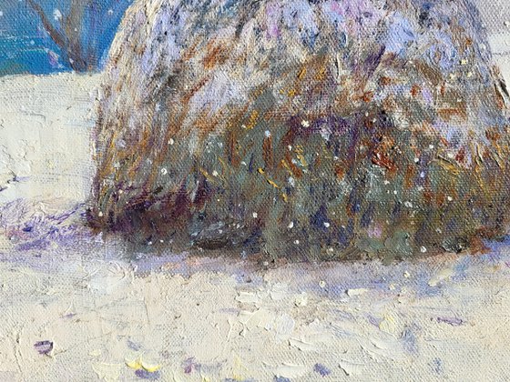 Snow is falling quietly.