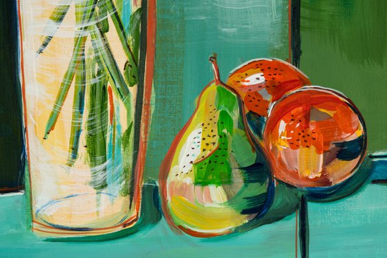 STILL LIFE WITH ORANGE CROCOSMIA