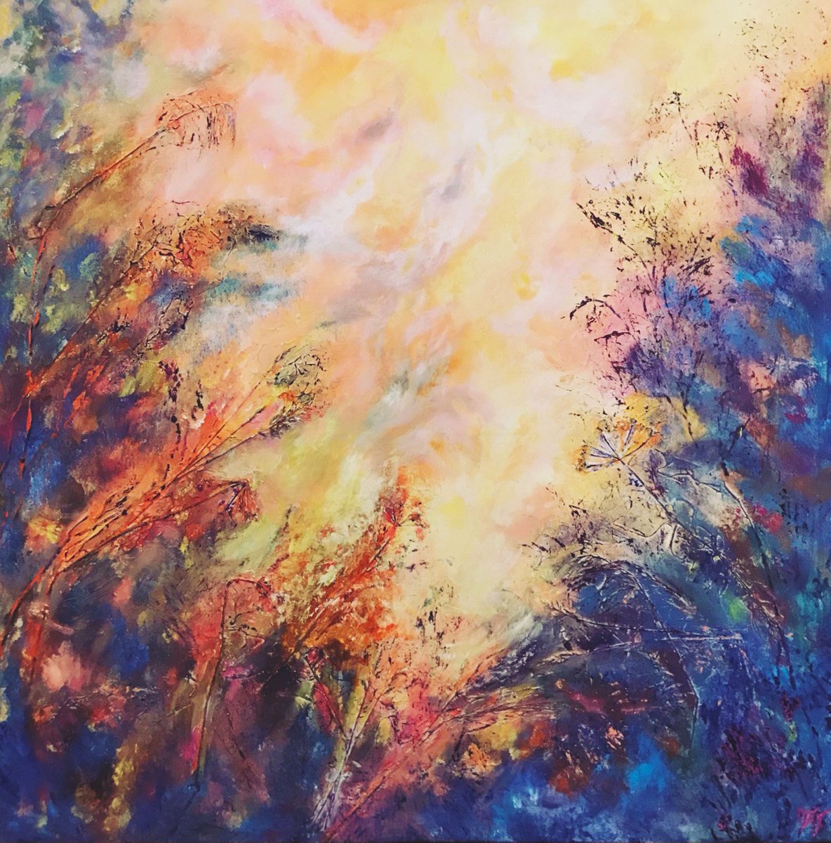 Abstract Acrylic Painting By Tetiana Pchelnykova, 39 X 39", Silent Memories, Original Artwork