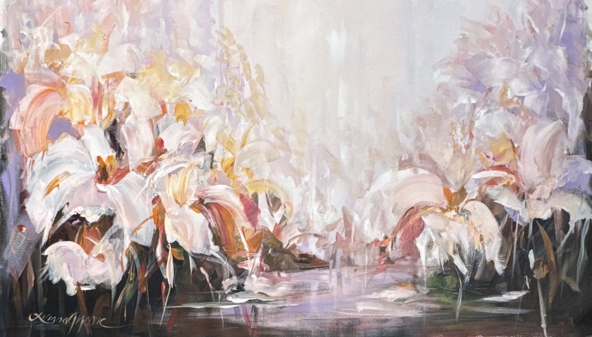 Mist Among Lilies, By Liliana Gigovic, 59 X 36, Artwork For Sale On Artfinder