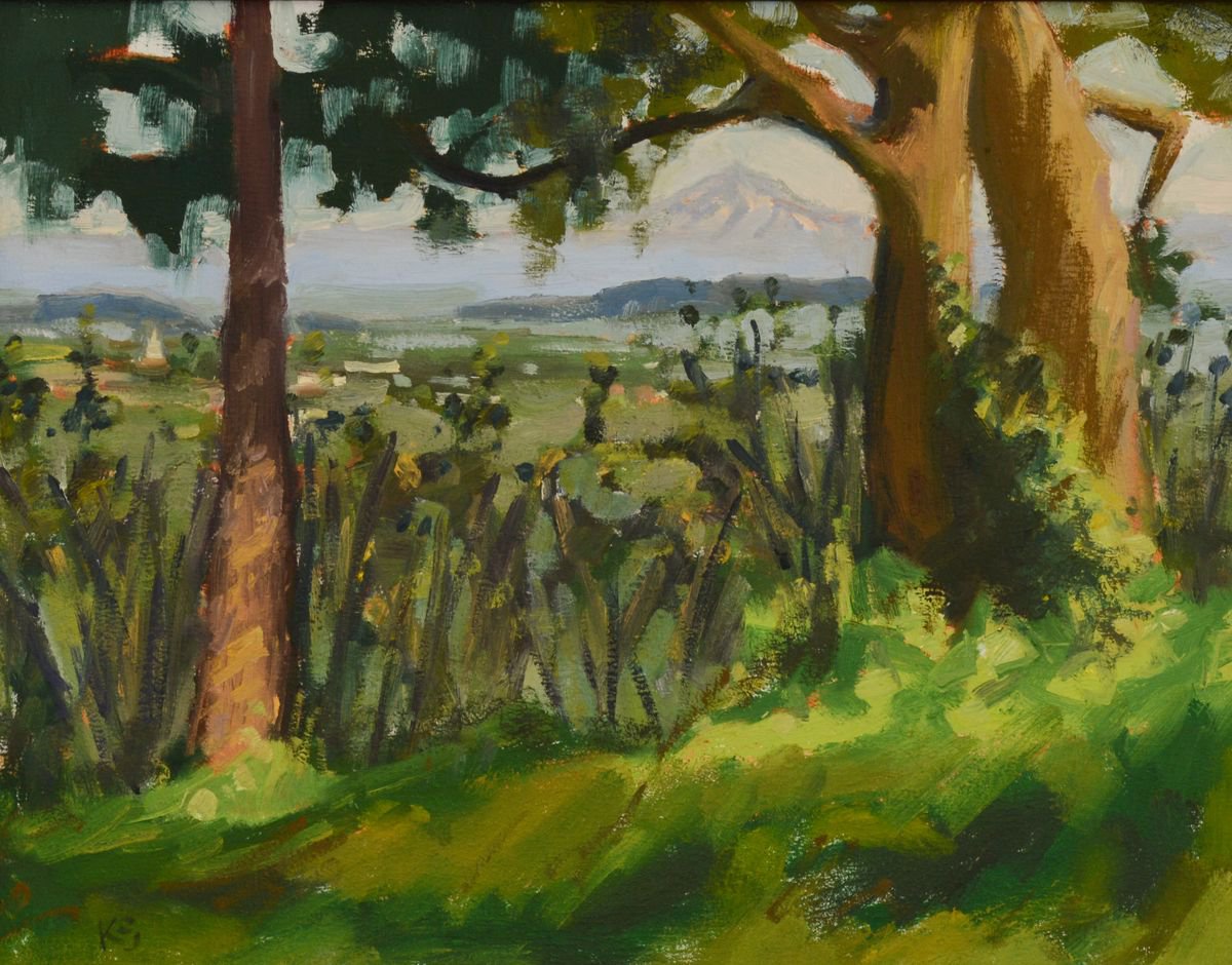 Impressionistic Landscape Oil Painting By Kristina Sellers, 19 X 15", Looking East, Original Artwork