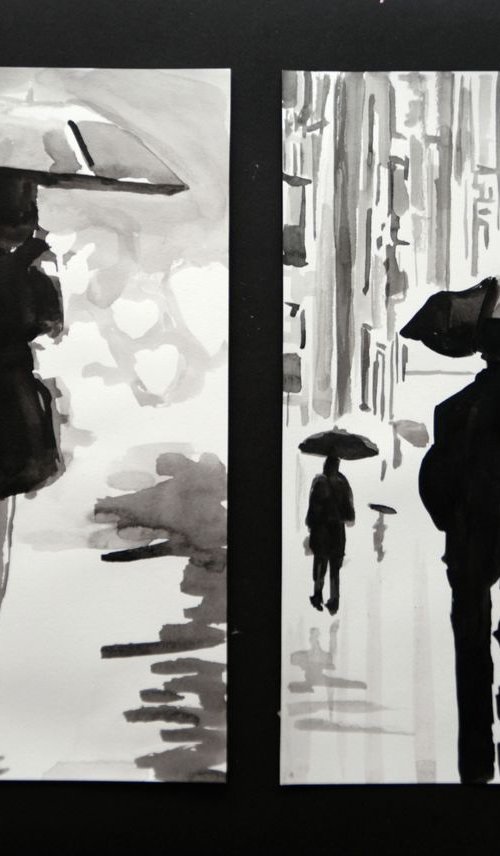 Film about the rain  - diptych by Alexandra Djokic