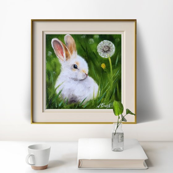 White Rabbit with Dandelion