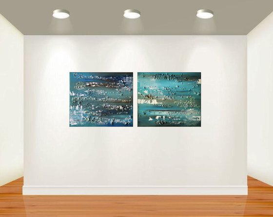 Blue Vision   - abstract acrylic painting canvas wall art blue modern art