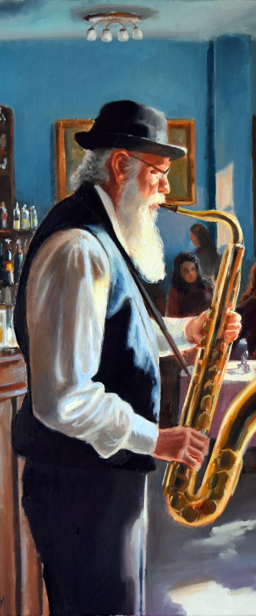 The elderly Saxophonist by Serghei Ghetiu