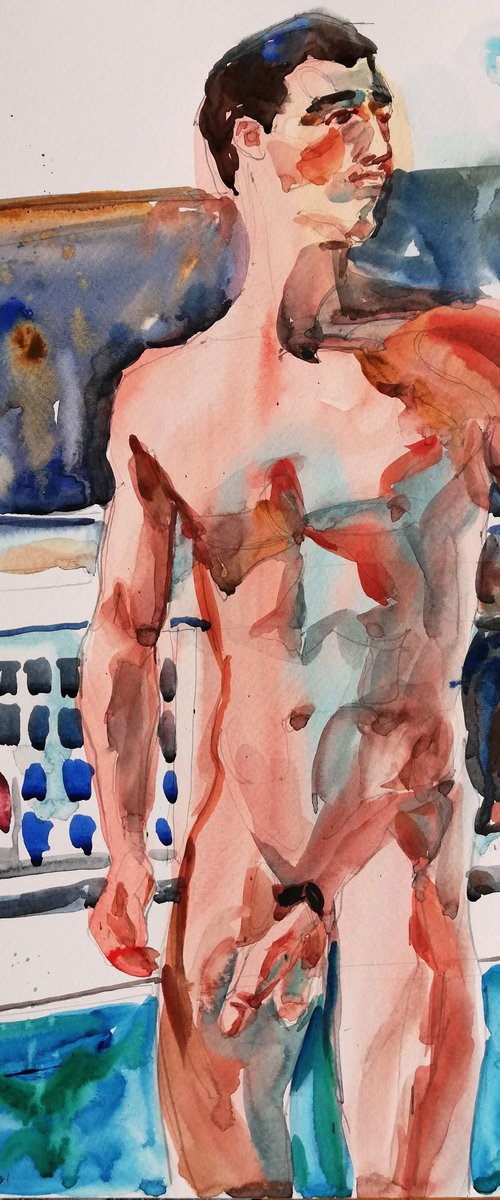 Male Nude by the Pool by Jelena Djokic