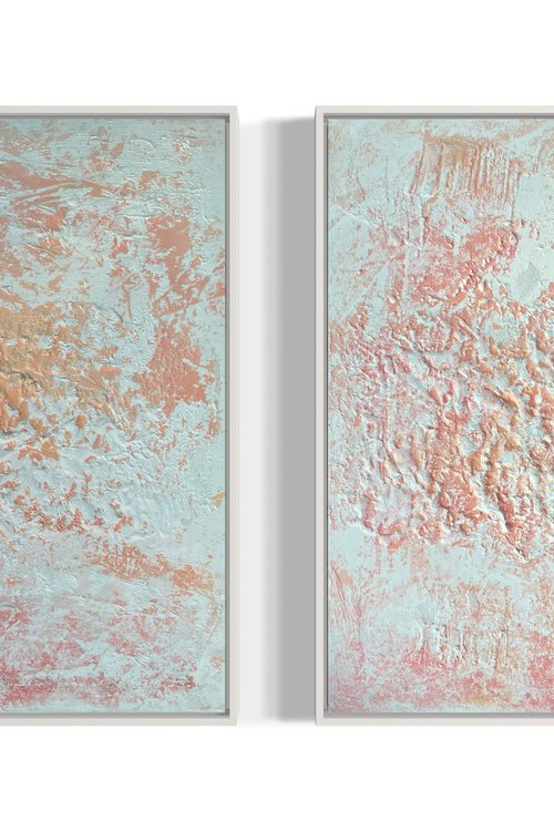 Spring love diptych painting by Mireia Izquierdo