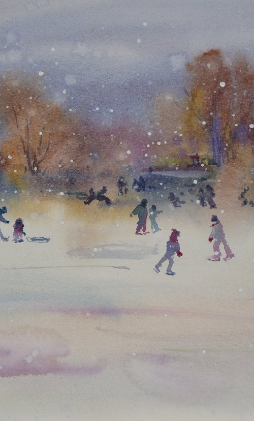 In the evening at the skating rink. by Elena Sanina