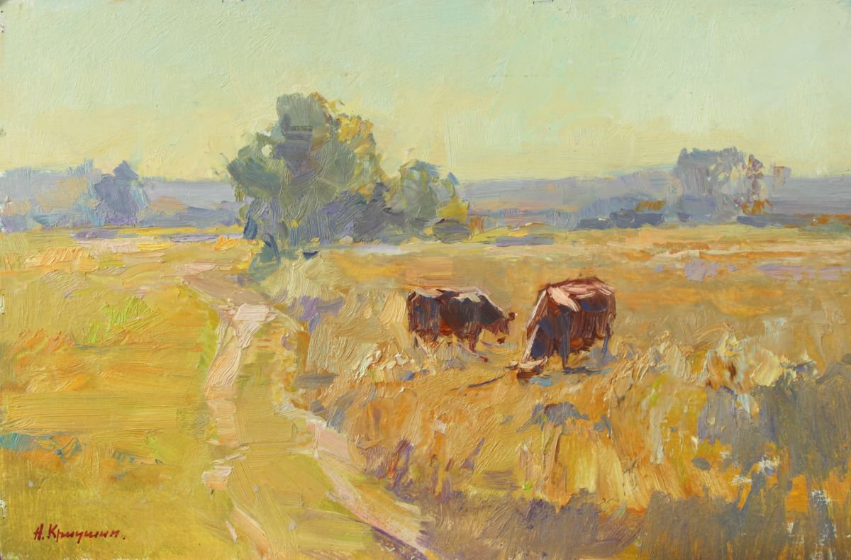 Impressionistic Landscape Oil Painting By Aleksandr Kryushyn, 20 X 13, Summer, Original Artwork