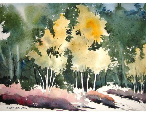 Little Aspen Grove - Original Watercolor Painting