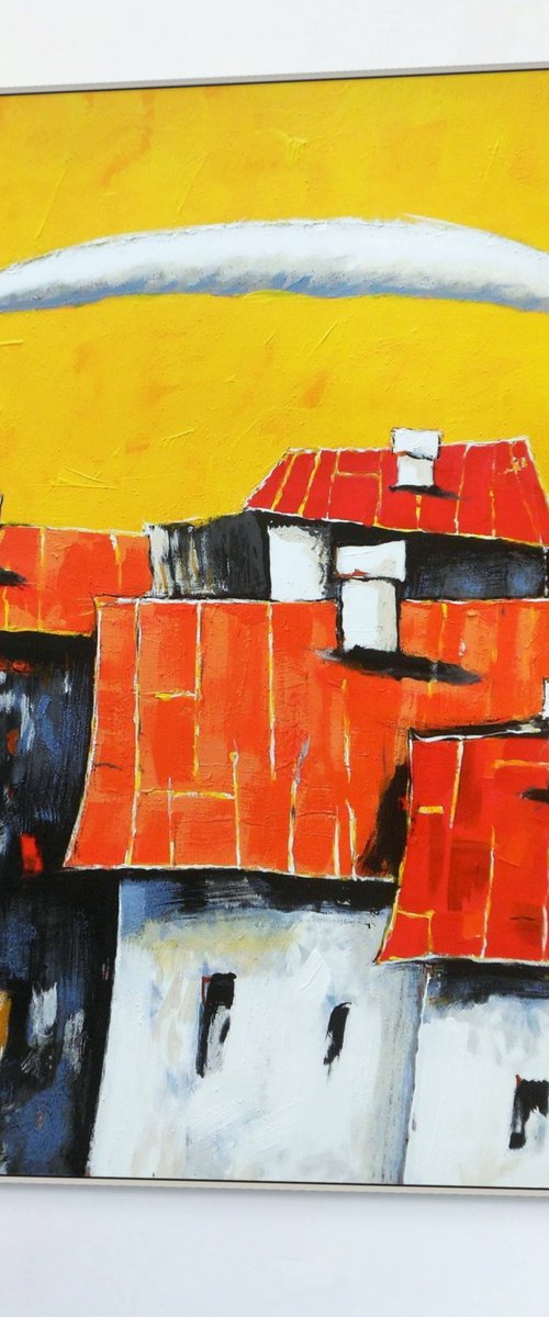 Landscape With Red Roofs by Evgen Semenyuk