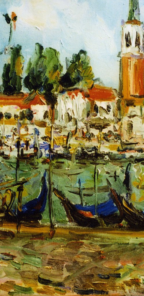 VENICE - Venetian landscape , original oil on canvas 62x73 by Karakhan