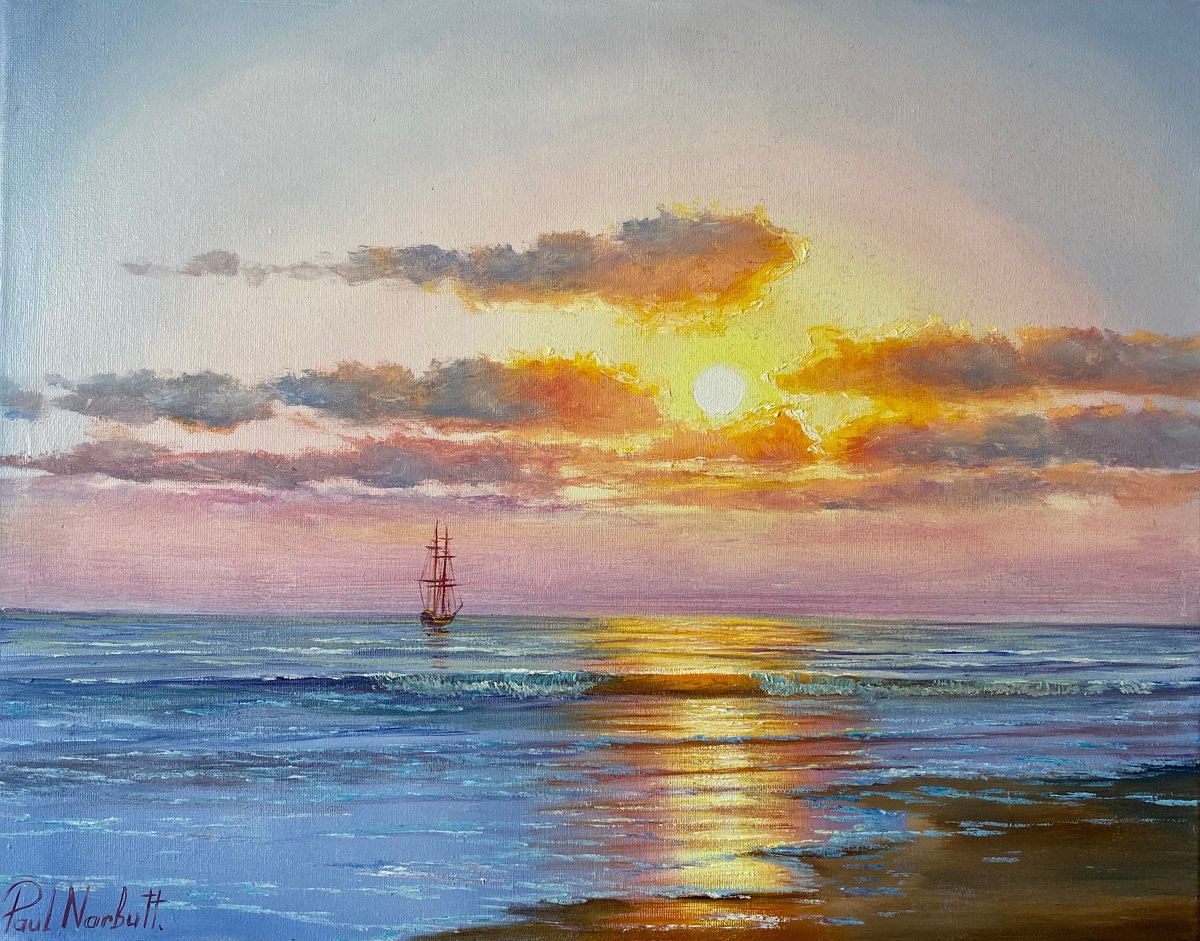 Photorealistic Oil Painting , Sailing Into Light By Paul Narbutt, 20 X 16, Artwork For Sale On Artfinder